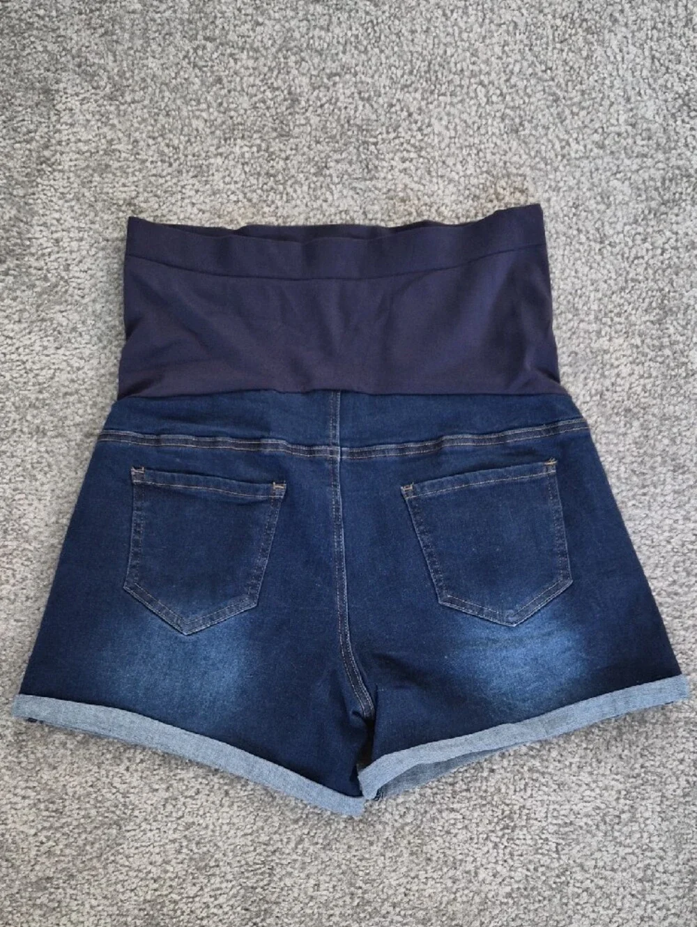 Maternity Denim Shorts with Dark Navy Panel